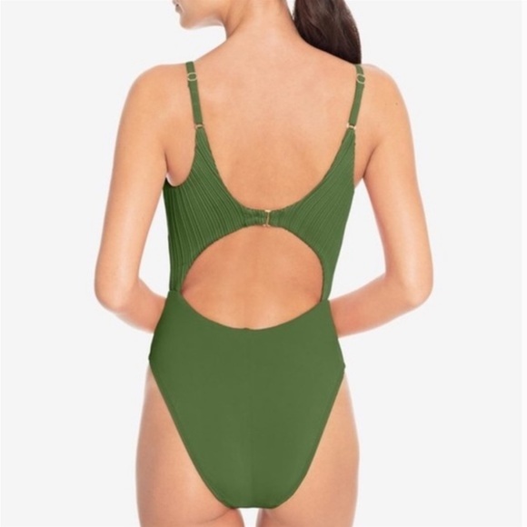Robin Piccone Lily Keyhole Plunge Green One-piece Swimsuit - Picture 3 of 11